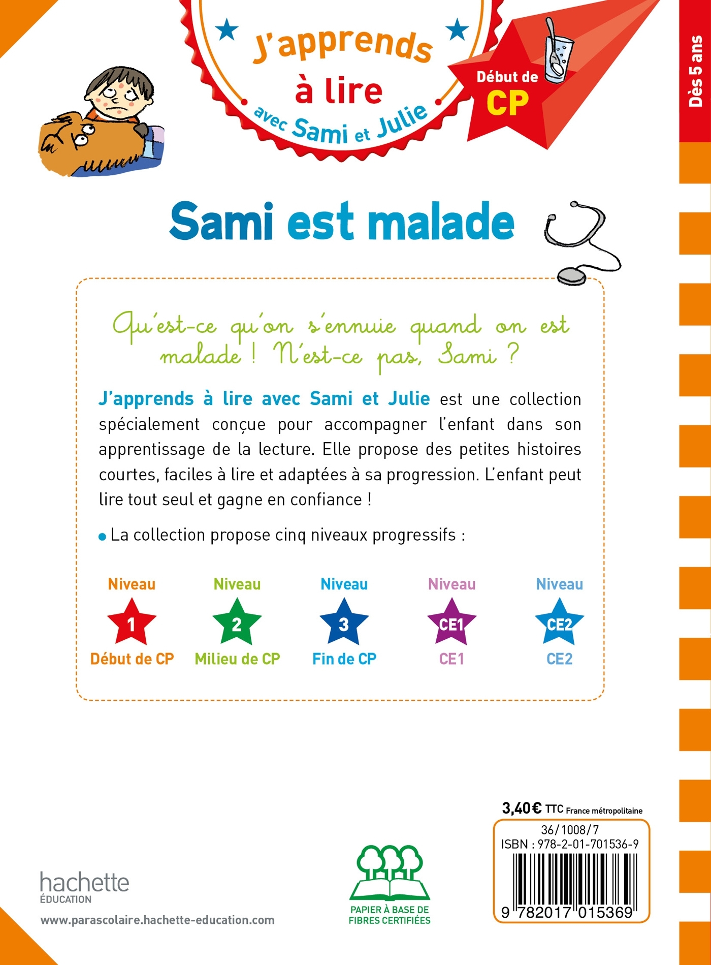 Sami et Julie CP Niveau 1 Sami est malade - Thérèse Bonté - HACHETTE EDUC