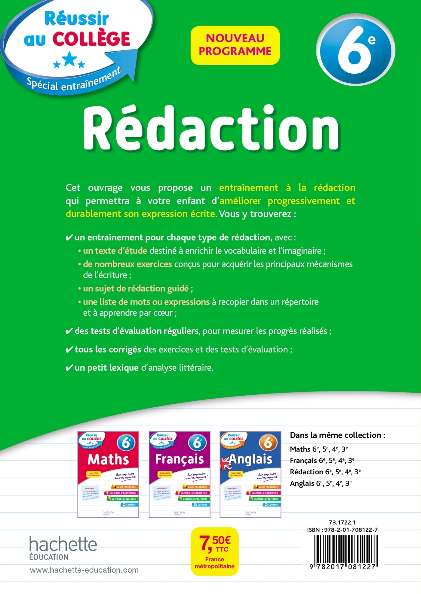 REUSSIR AU COLLEGE - REDACTION 6EME - Morgan Senan - HACHETTE EDUC