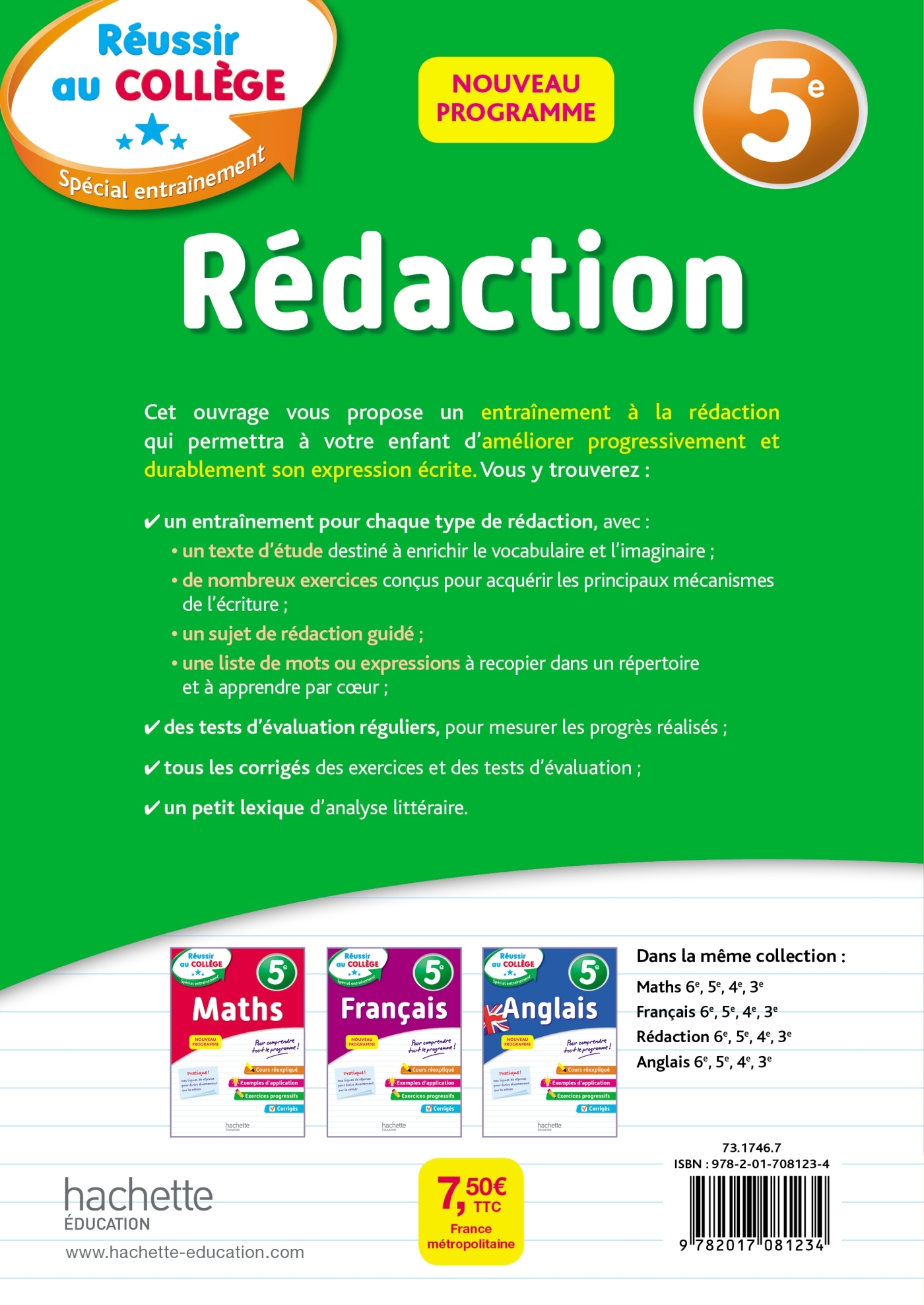 REUSSIR AU COLLEGE - REDACTION 5EME - Morgan Senan - HACHETTE EDUC