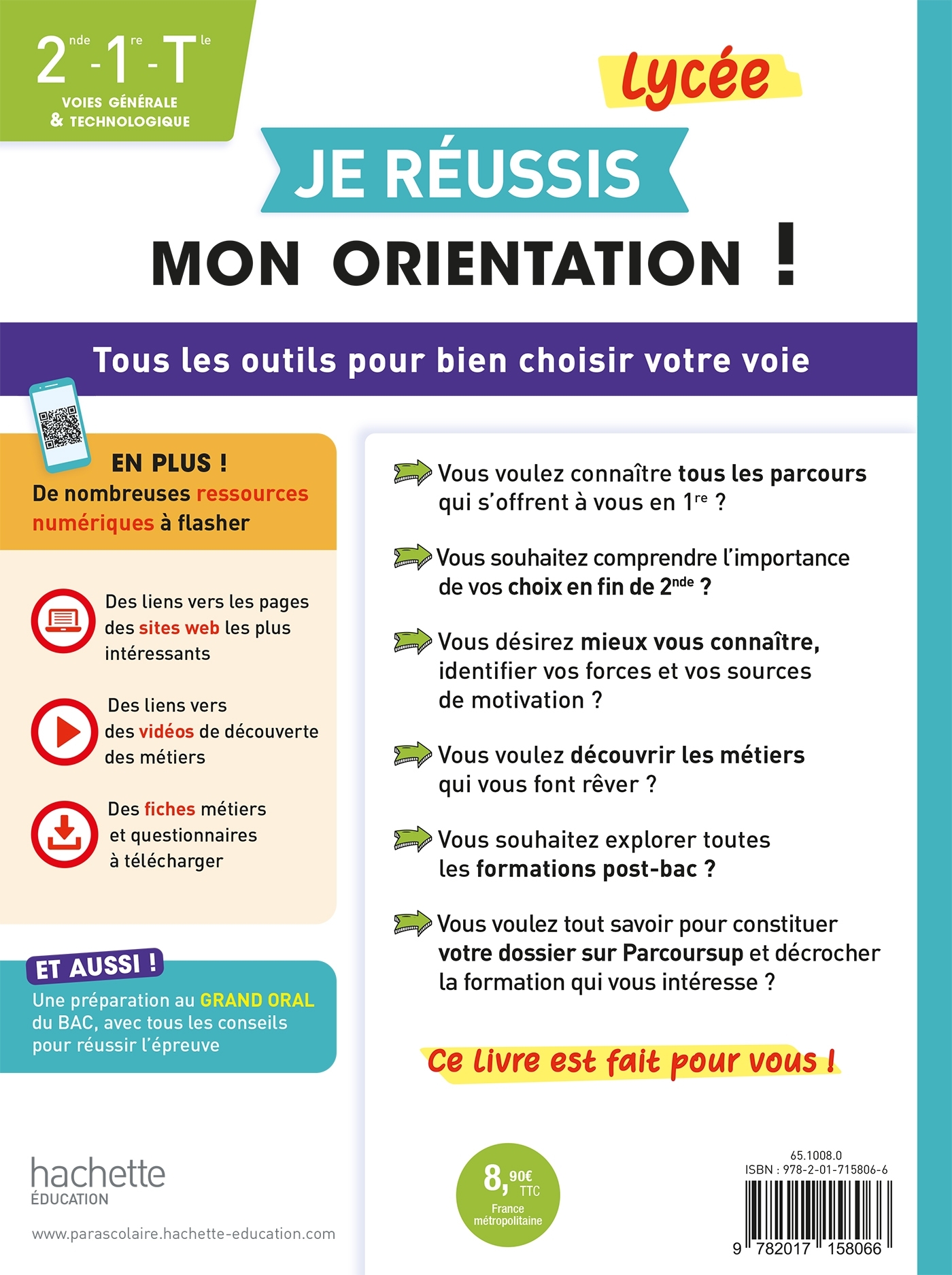 JE REUSSIS MON ORIENTATION 2NDE-1ERE-TERM VOIES GENERALE ET TECHNOLOGIQUE - Véronique Blanc - HACHETTE EDUC