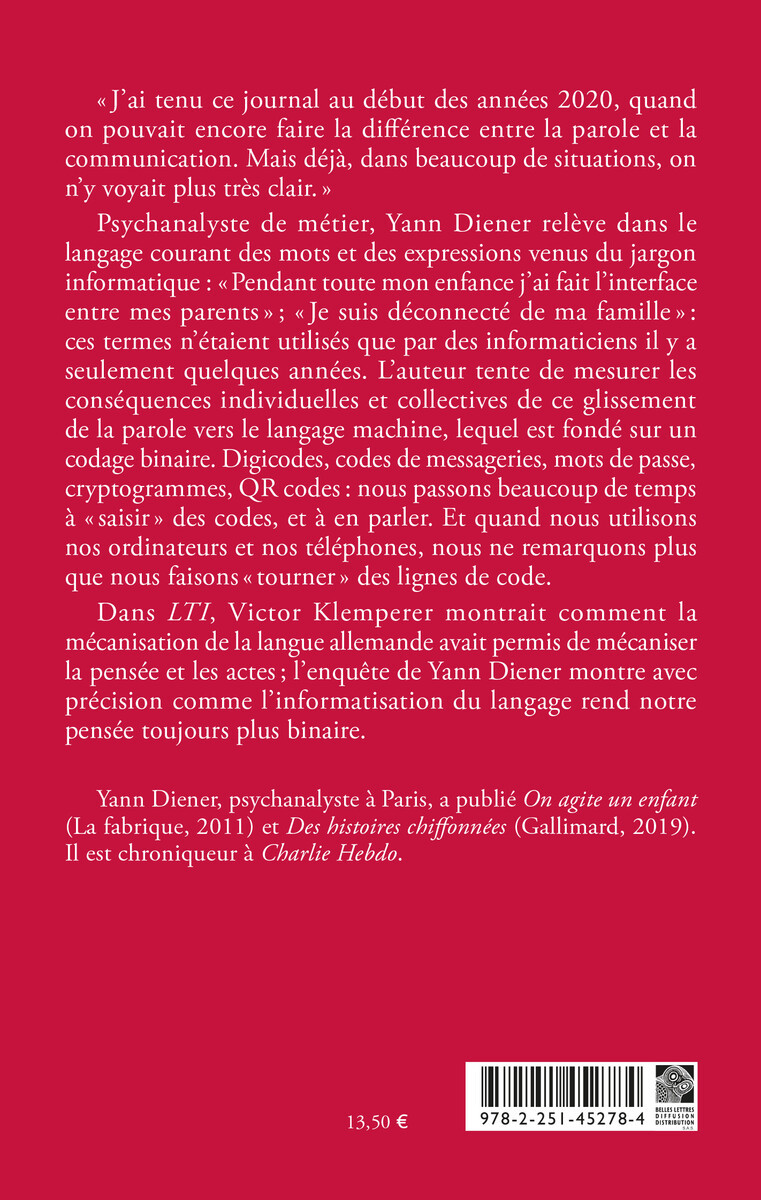 LQI - LA LANGUE QUOTIDIENNE INFORMATISEE - Yann Diener - BELLES LETTRES