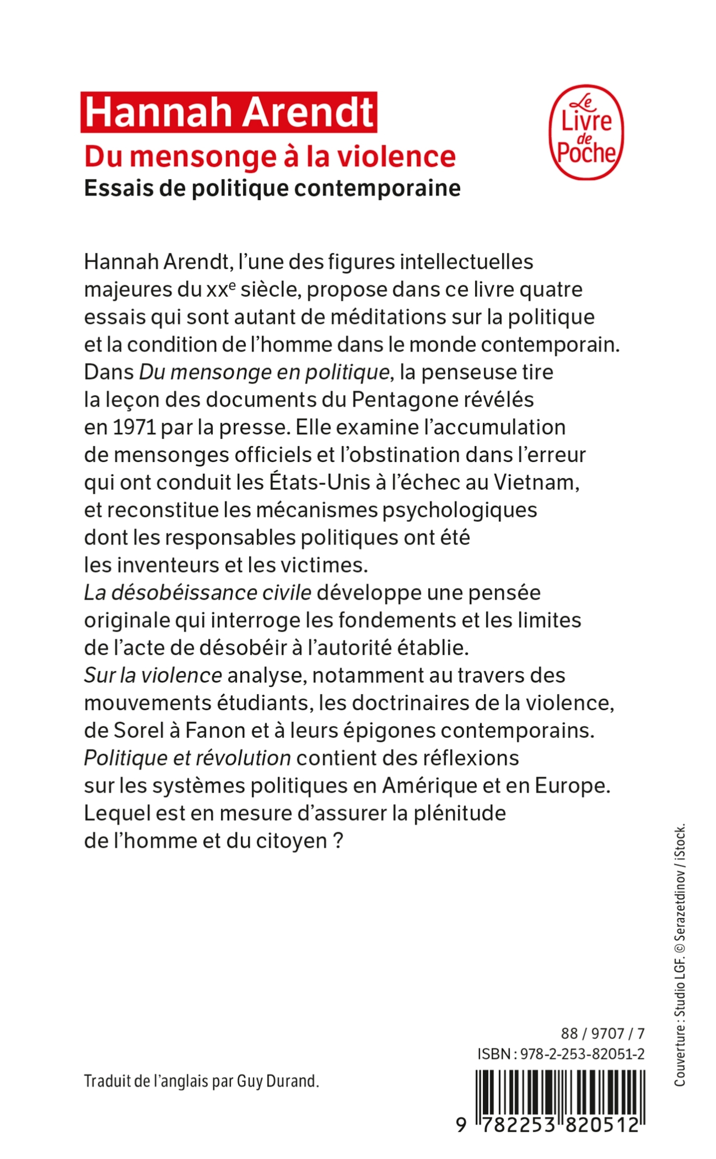 DU MENSONGE A LA VIOLENCE - ESSAIS DE POLITIQUE CONTEMPORAINE - Hannah Arendt - LGF