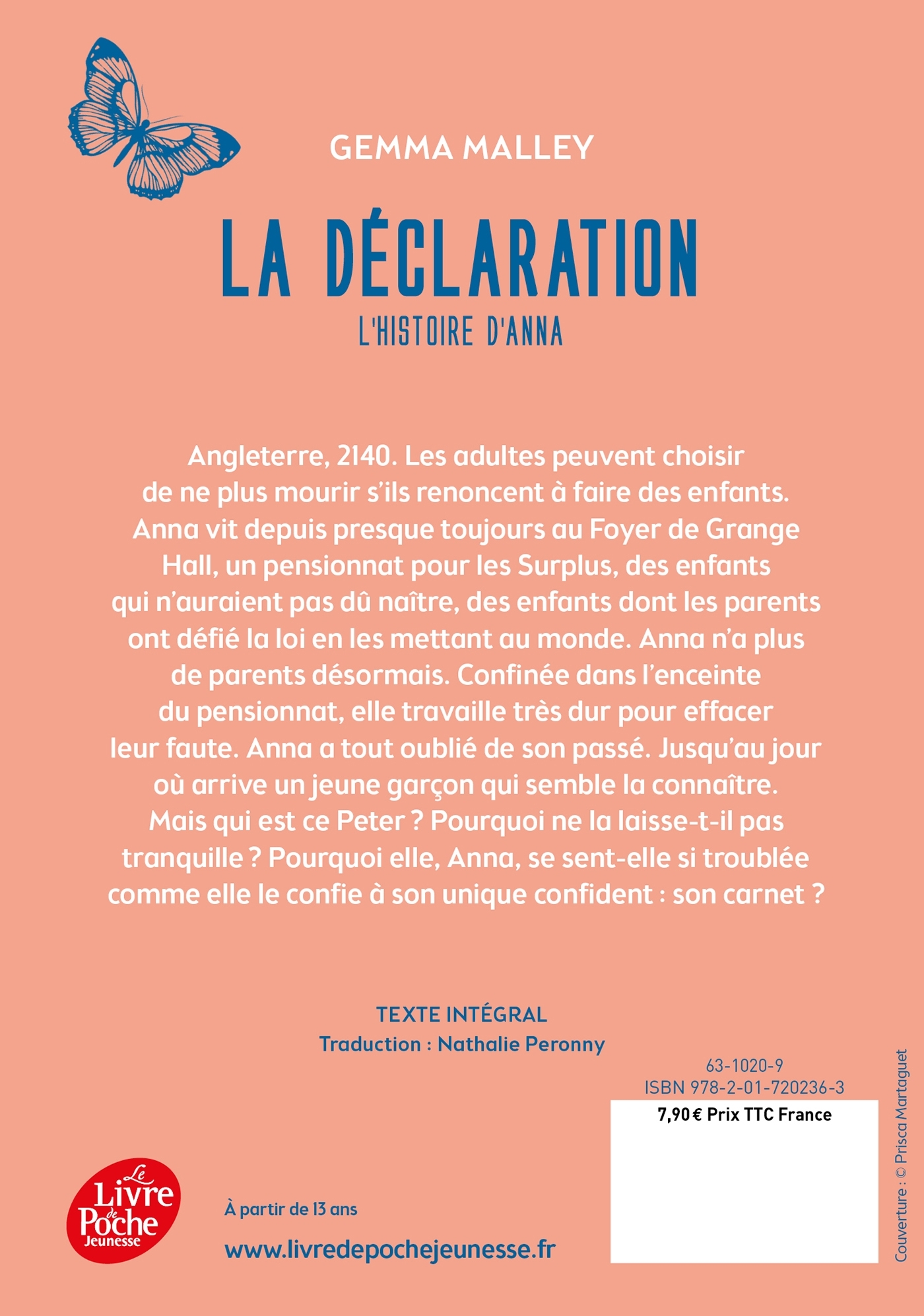 LA DECLARATION - T 1 - L-HISTOIRE D-ANNA - Gemma Malley - POCHE JEUNESSE