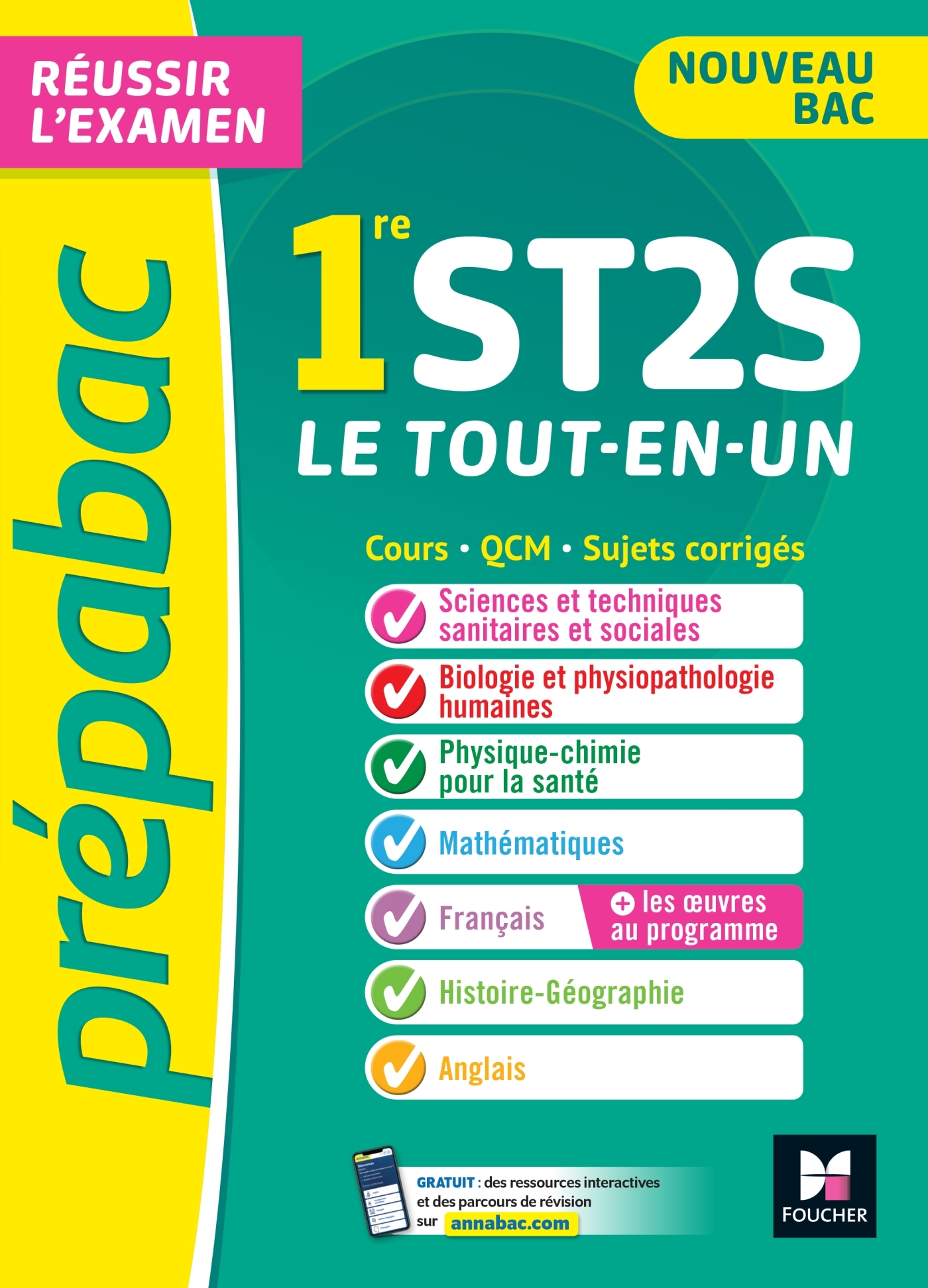 PREPABAC 1ERE ST2S - TOUTES LES MATIERES - COURS ET ENTRAINEMENT AU CONTROLE CONTINU 2023 - Thomas Brunet - FOUCHER