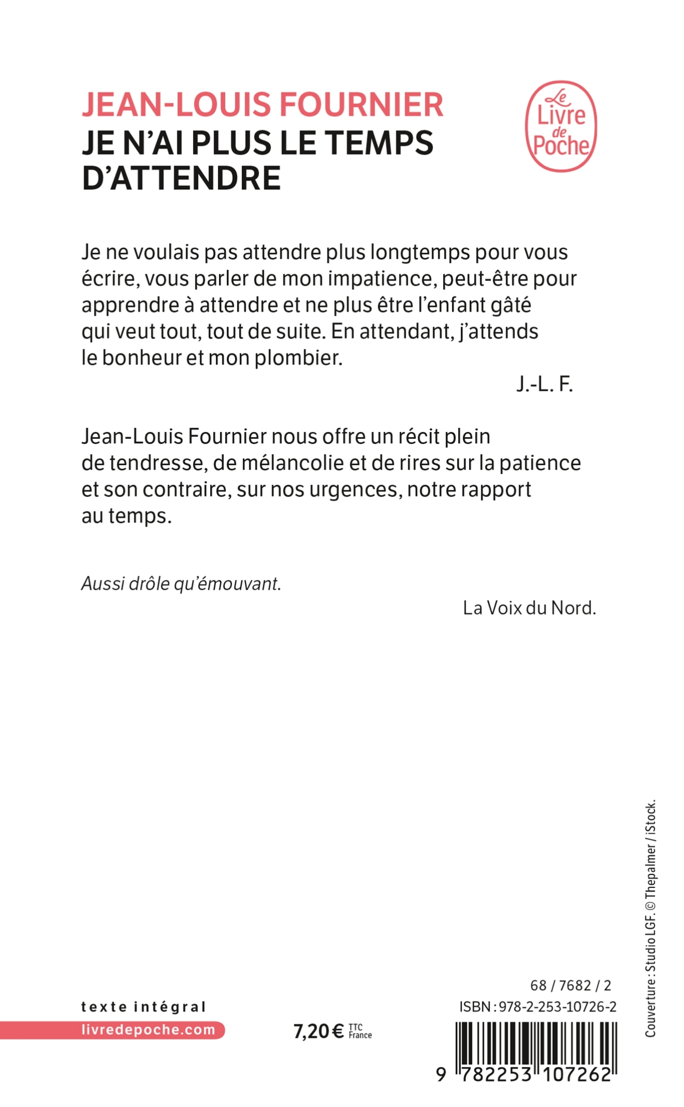 JE N-AI PLUS LE TEMPS D-ATTENDRE - Jean-Louis Fournier - LGF