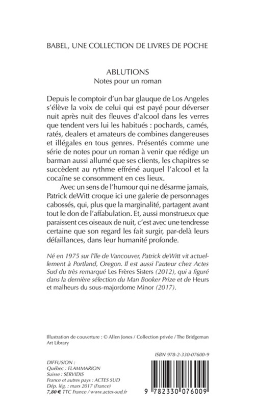 ABLUTIONS - Patrick Dewitt - ACTES SUD