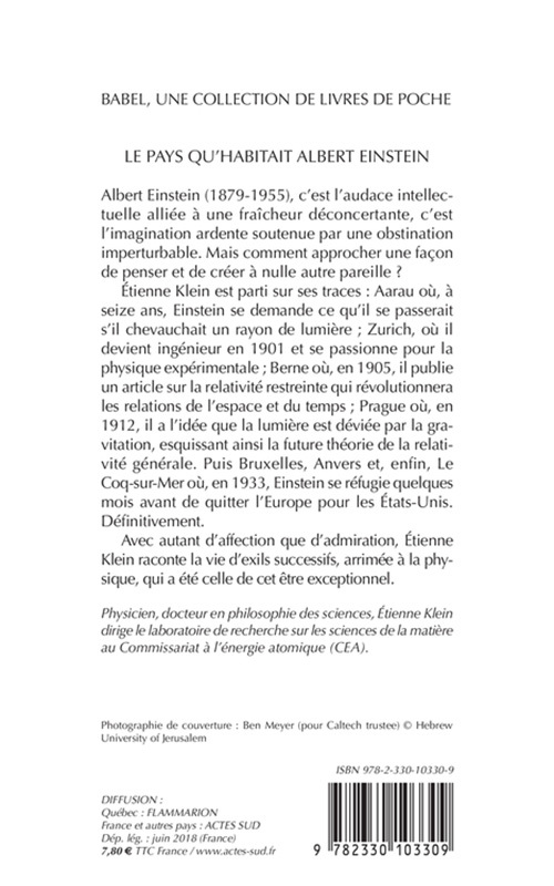 LE PAYS QU-HABITAIT ALBERT EINSTEIN (BABEL) - Etienne Klein - ACTES SUD