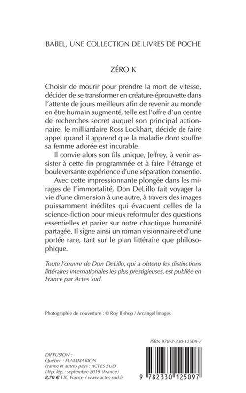 ZERO K (BABEL) - Don Delillo - ACTES SUD