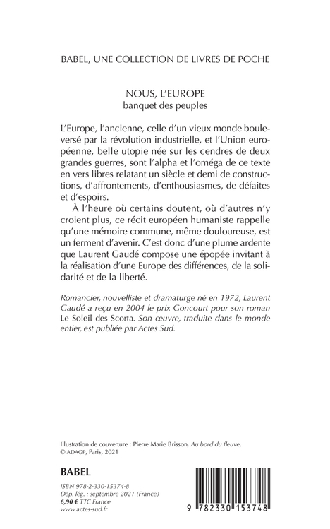 NOUS, L-EUROPE - BANQUET DES PEUPLES - Laurent Gaudé - ACTES SUD