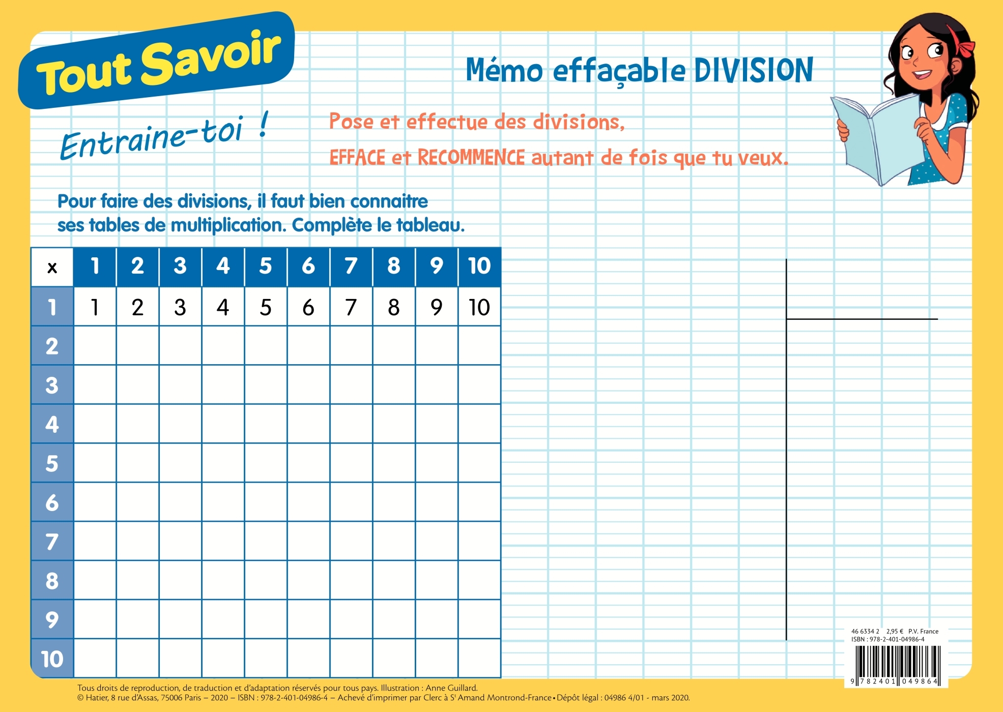 MEMO EFFACABLE DIVISION -   - HATIER