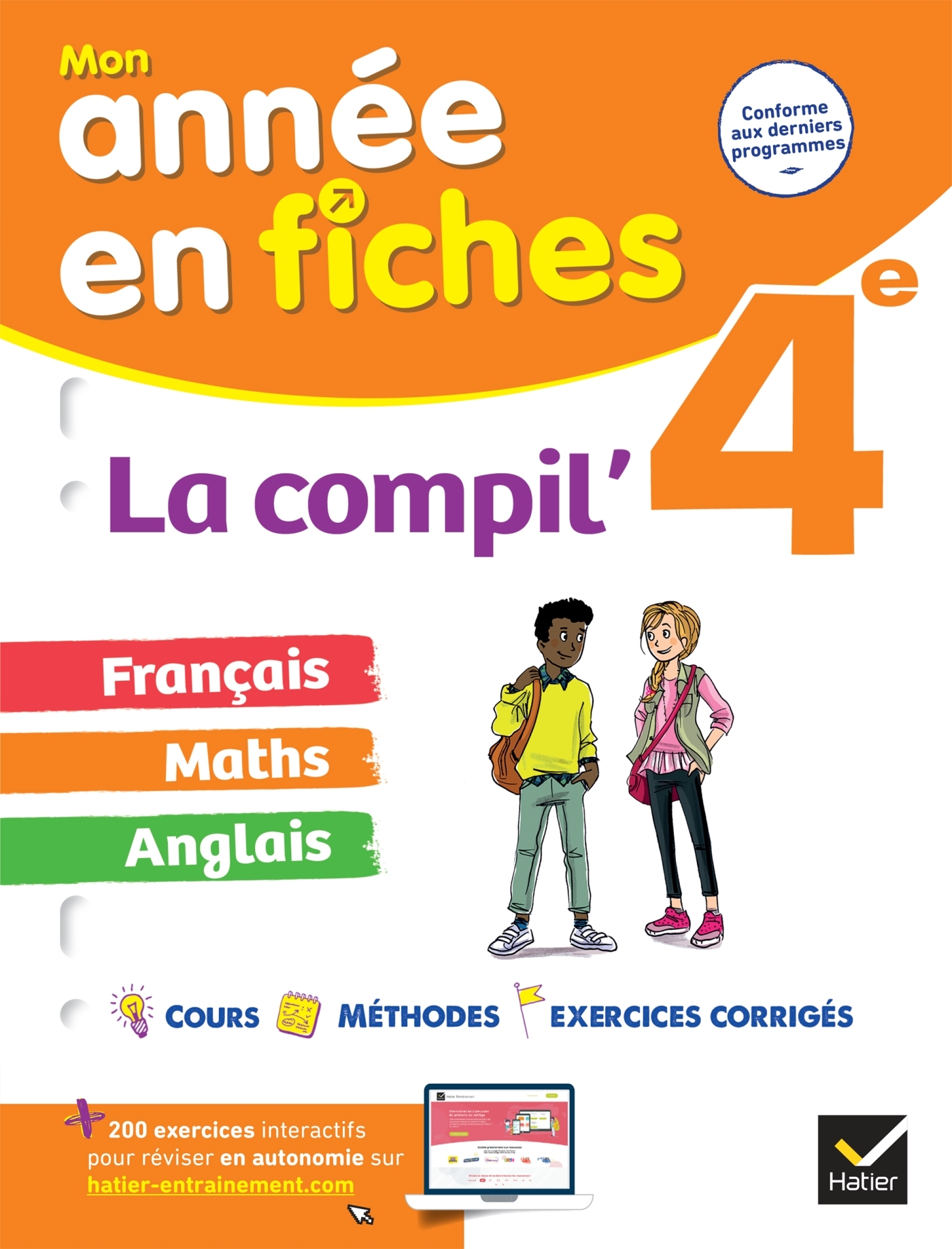 LA COMPIL- 4EME  : FRANCAIS, MATHS ET ANGLAIS - FICHES DE REVISION & EXERCICES DANS TOUTES LES MATIERE -   - HATIER