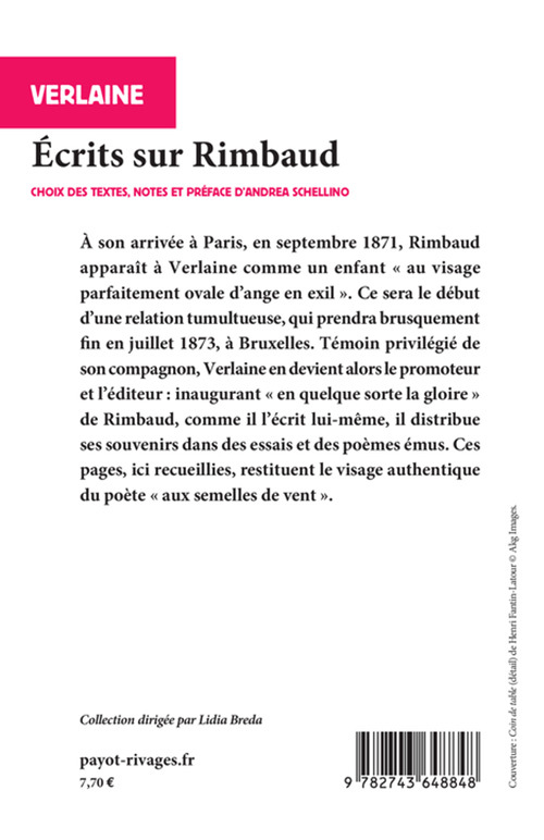 ECRITS SUR RIMBAUD - Paul Verlaine - RIVAGES