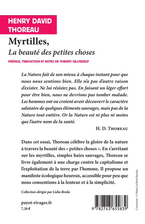 MYRTILLES - L-IMPORTANCE DES PETITES CHOSES - Henry David Thoreau - RIVAGES