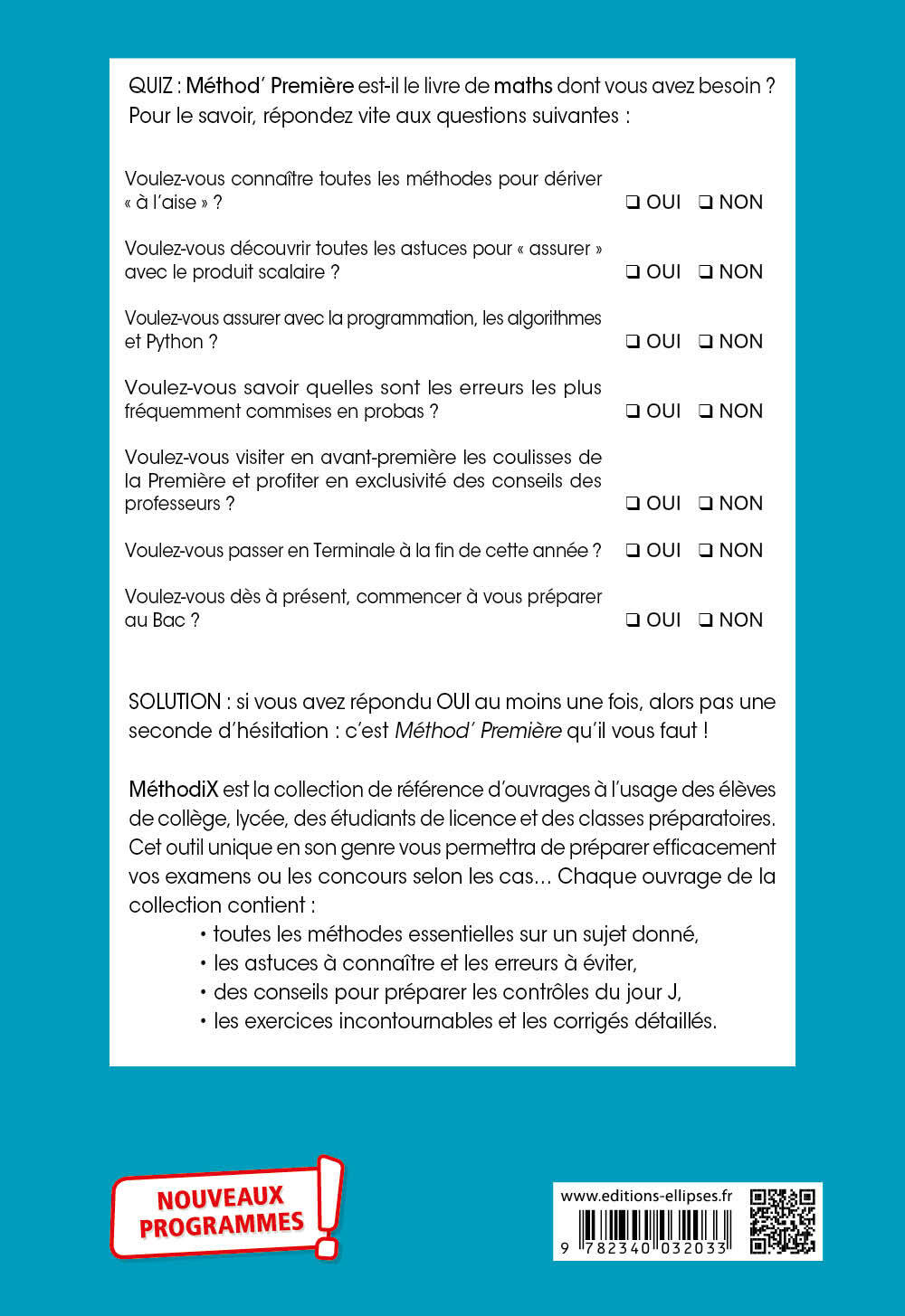 Spécialité Mathématiques - Première - nouveaux programmes - Thomas Petit - ELLIPSES