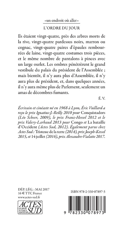 L-ORDRE DU JOUR - Éric Vuillard - ACTES SUD