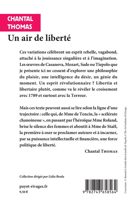 UN AIR DE LIBERTE - VARIATIONS SUR L-ESPRIT DU XVIIIE SIECLE - Chantal Thomas - RIVAGES