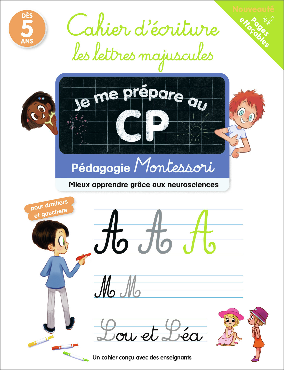 JE ME PREPARE AU CP - CAHIER D-ECRITURE LES LETTRES MAJUSCULES (PAGES EFFACABLES) - PEDAGOGIE MONTES -  Collectif - PERE CASTOR