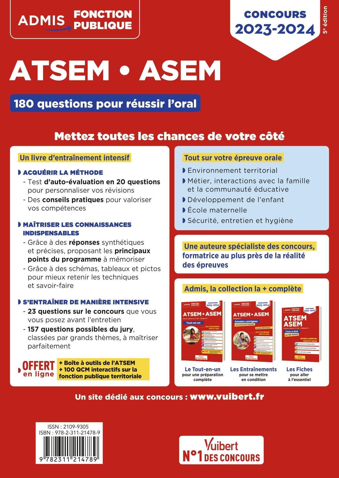 CONCOURS ATSEM ET ASEM - CATEGORIE C - 180 QUESTIONS POUR REUSSIR L-ORAL - AGENT (TERRITORIAL) SPECI - Élodie Laplace - VUIBERT