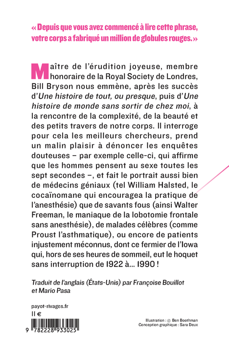 UNE HISTOIRE DU CORPS HUMAIN A L-USAGE DE SES OCCUPANTS - Bill Bryson - PAYOT