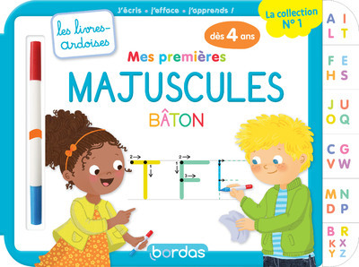 LES LIVRES-ARDOISES - MES PREMIERES MAJUSCULES BATON - Cécile Hudrisier - BORDAS