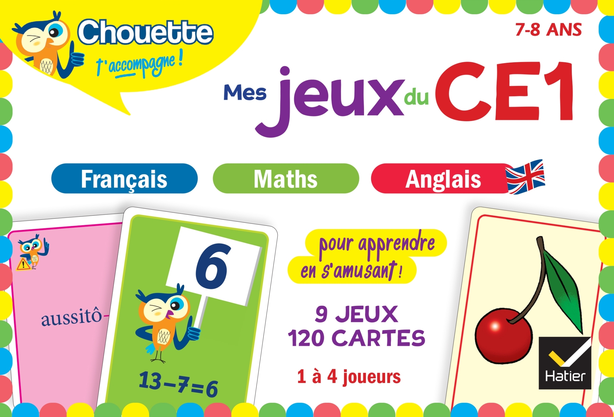 MES JEUX DU CE1 EN FRANCAIS, MATHS, ANGLAIS - 9 JEUX EDUCATIFS - 120 CARTES -  Collectif - HATIER