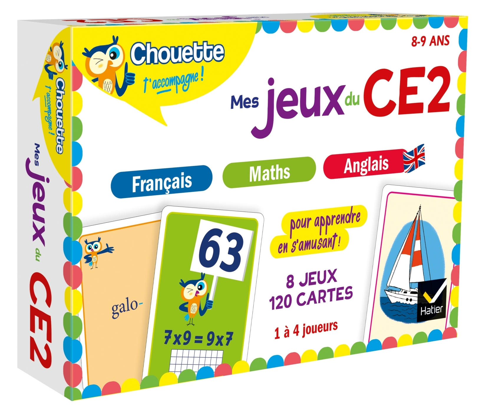 MES JEUX DU CE2 EN FRANCAIS, MATHS, ANGLAIS - 8 JEUX EDUCATIFS - 120 CARTES -  Collectif - HATIER