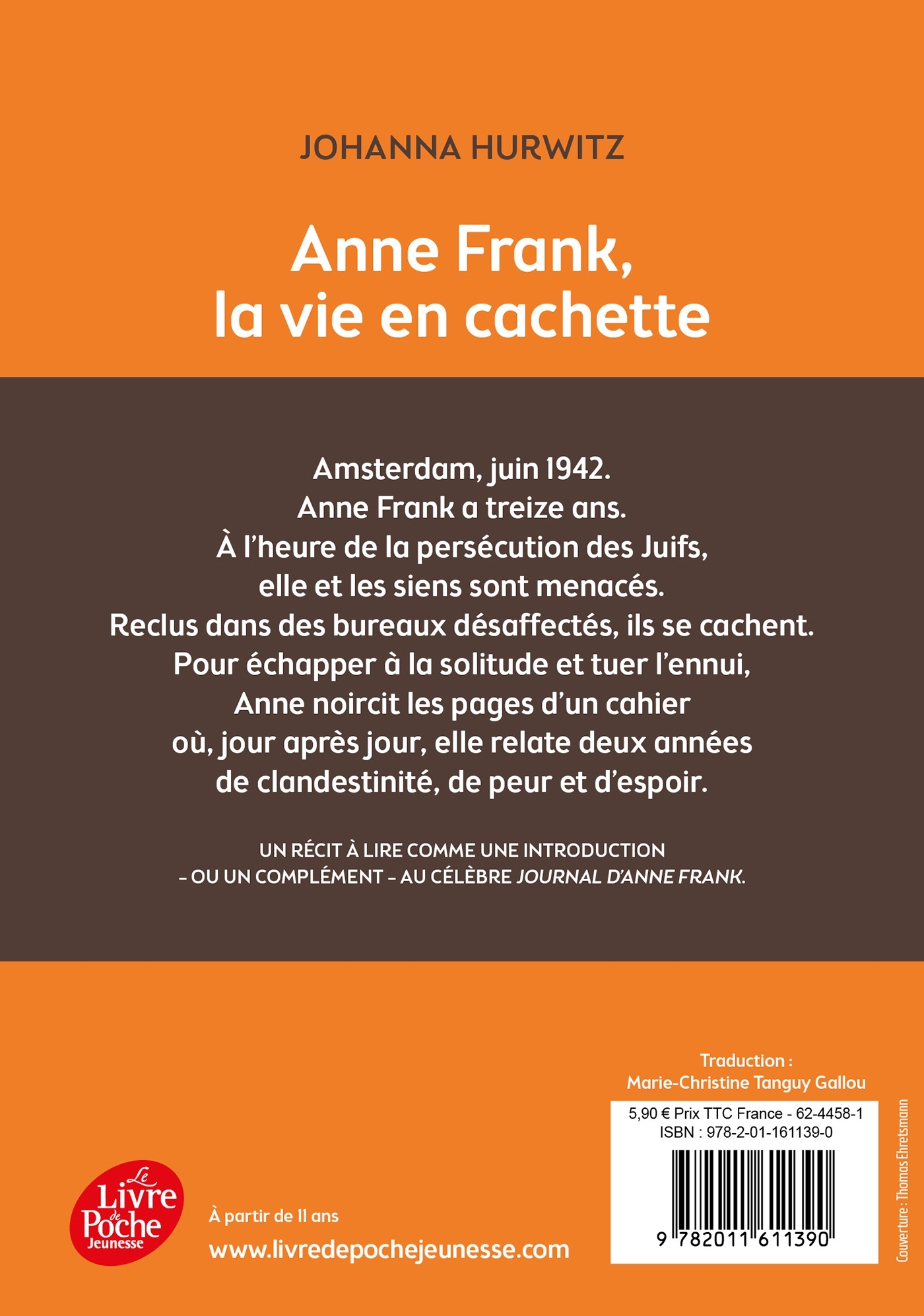 ANNE FRANK, LA VIE EN CACHETTE - Thomas Ehretsmann - POCHE JEUNESSE