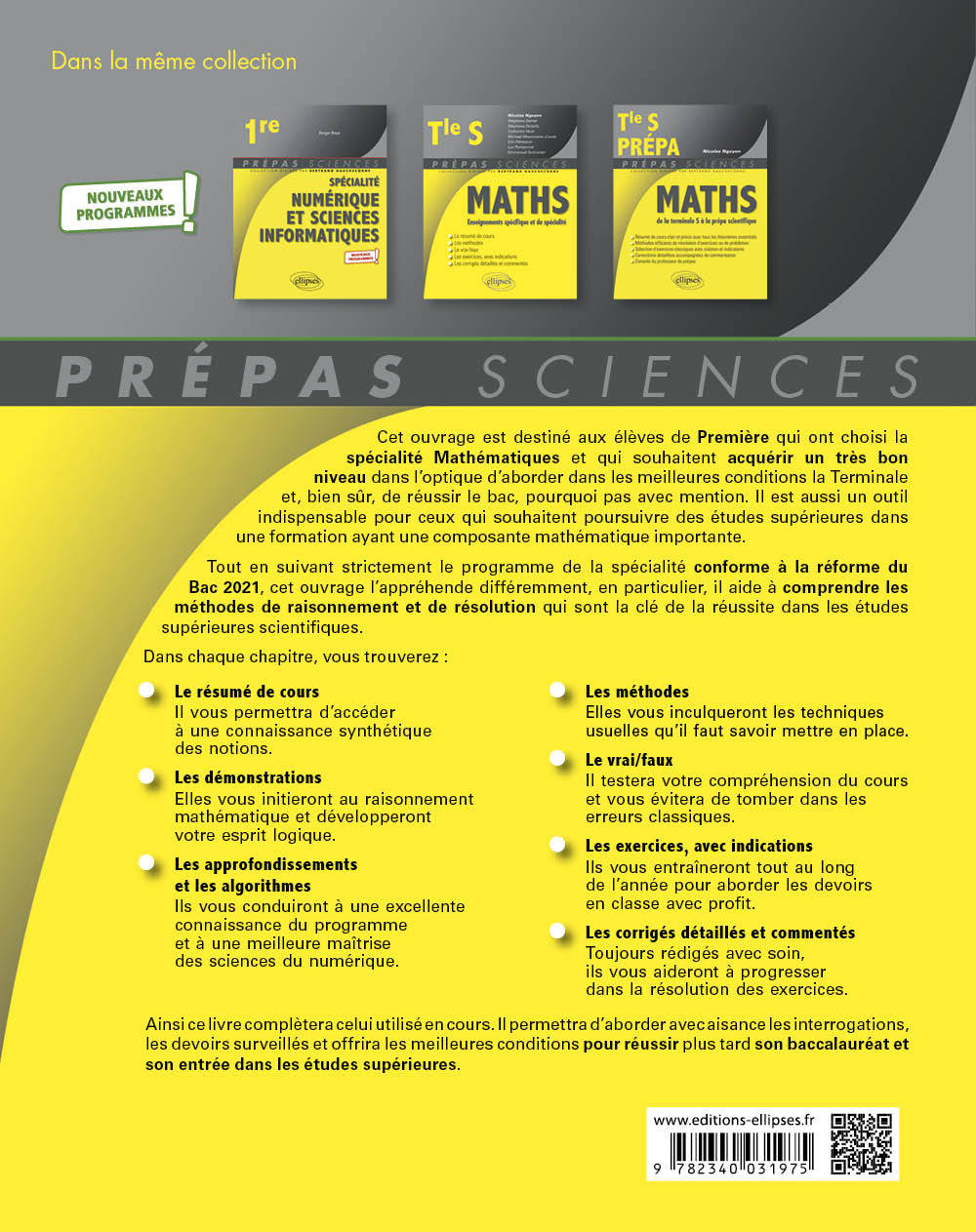 SPECIALITES MATHEMATIQUES 1ERE NOUVEAUX PROGRAMMES (SOUS RESERVE DU B.O) - Nicolas Nguyen - ELLIPSES