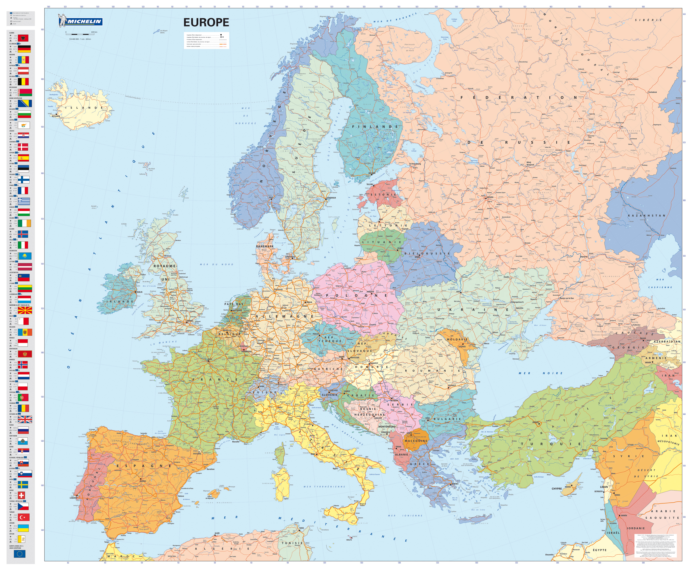 Carte Europe (Politique - plastifié - sous gaine) - XXX - MICHELIN