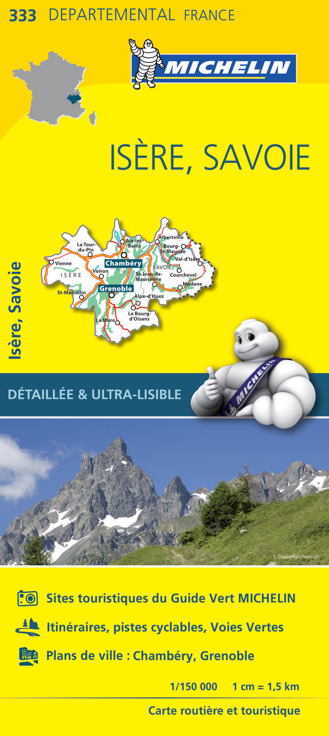 CARTE DEPARTEMENTALE 333 ISERE, SAVOIE - XXX - MICHELIN