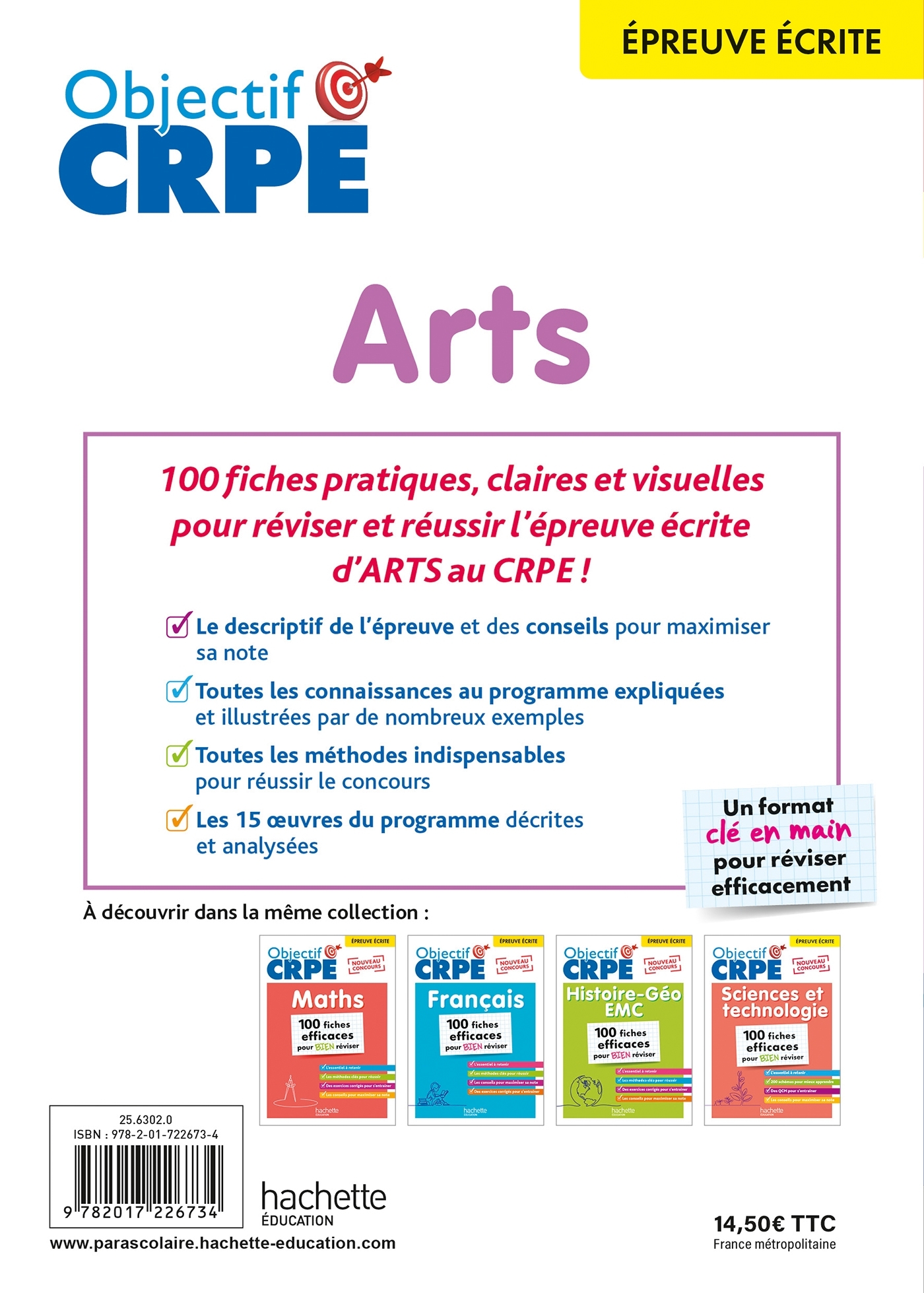 OBJECTIF CRPE - 100 FICHES EFFICACES POUR BIEN REVISER  -  ARTS, EPREUVE ECRITE D-ADMISSIBILITE - Anne-Sophie Molinié - HACHETTE EDUC