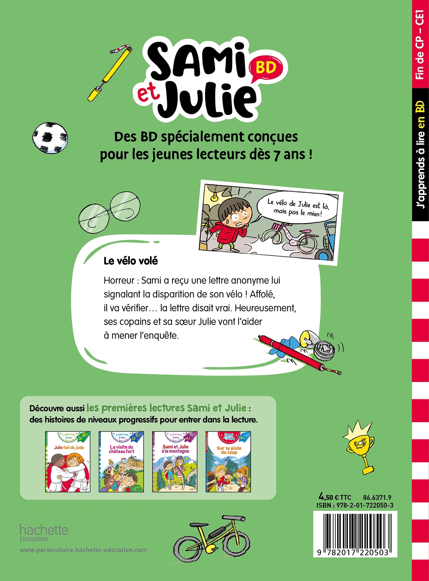 Sami et Julie BD Fin de CP-CE1 - Le vélo volé - Thérèse Bonté - HACHETTE EDUC