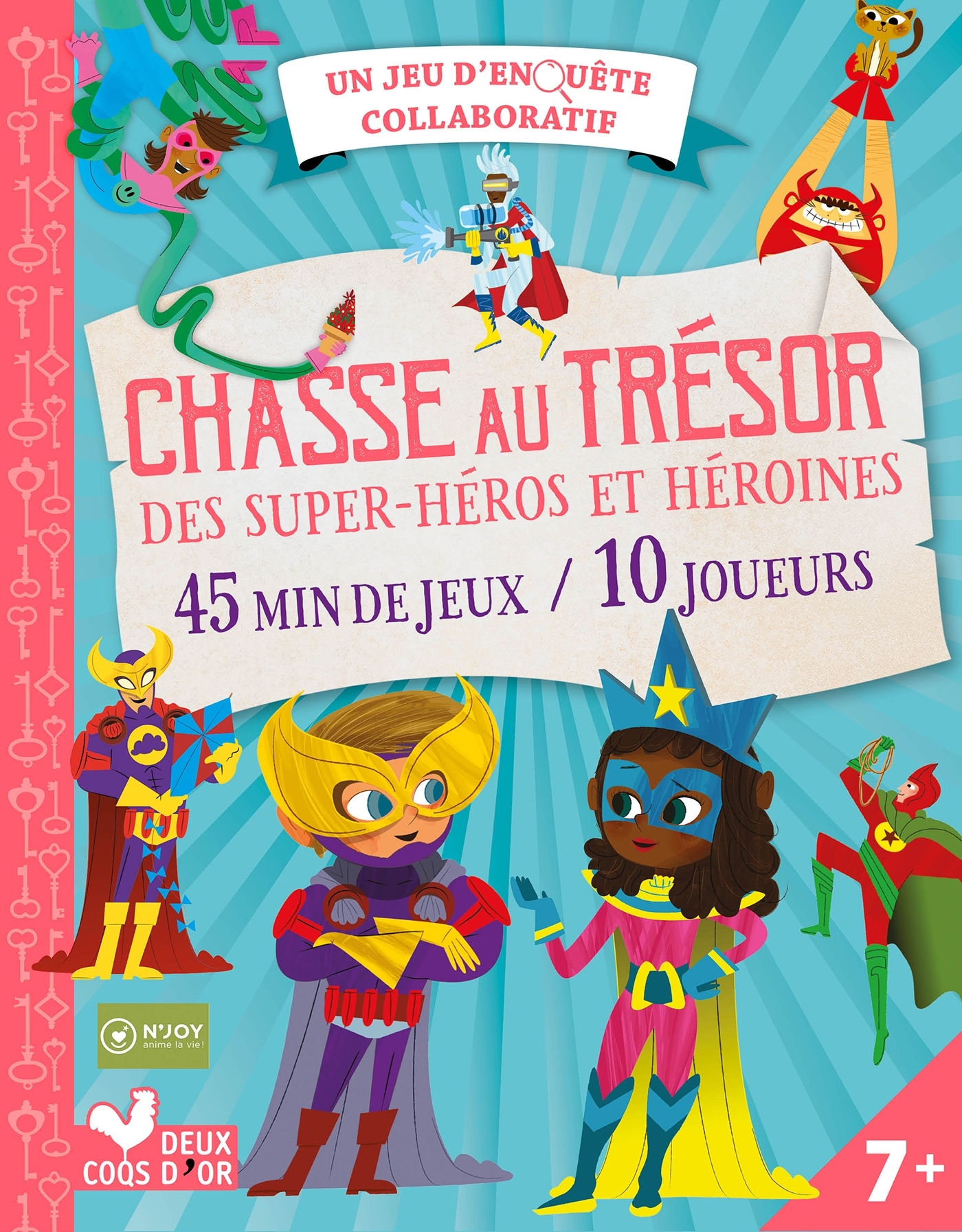 CHASSE AU TRESOR DES SUPER HEROS ET HEROINES - POCHETTE AVEC ACCESSOIRES -  N'Joy - DEUX COQS D OR