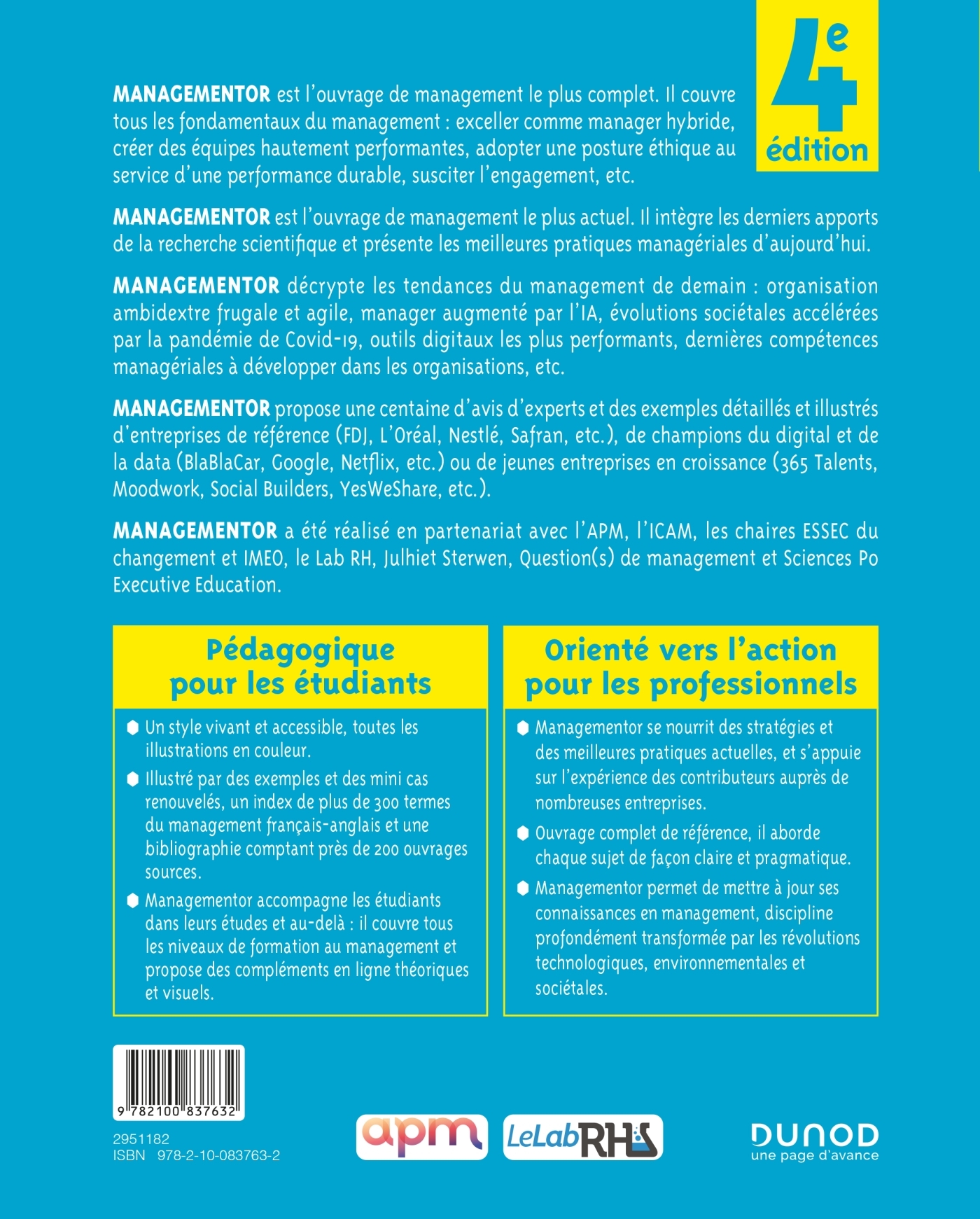 MANAGEMENTOR - LA REFERENCE DU MANAGEMENT HYBRIDE A L ERE DE L IA ET DES CYGNES NOIRS - Michel Barabel - DUNOD