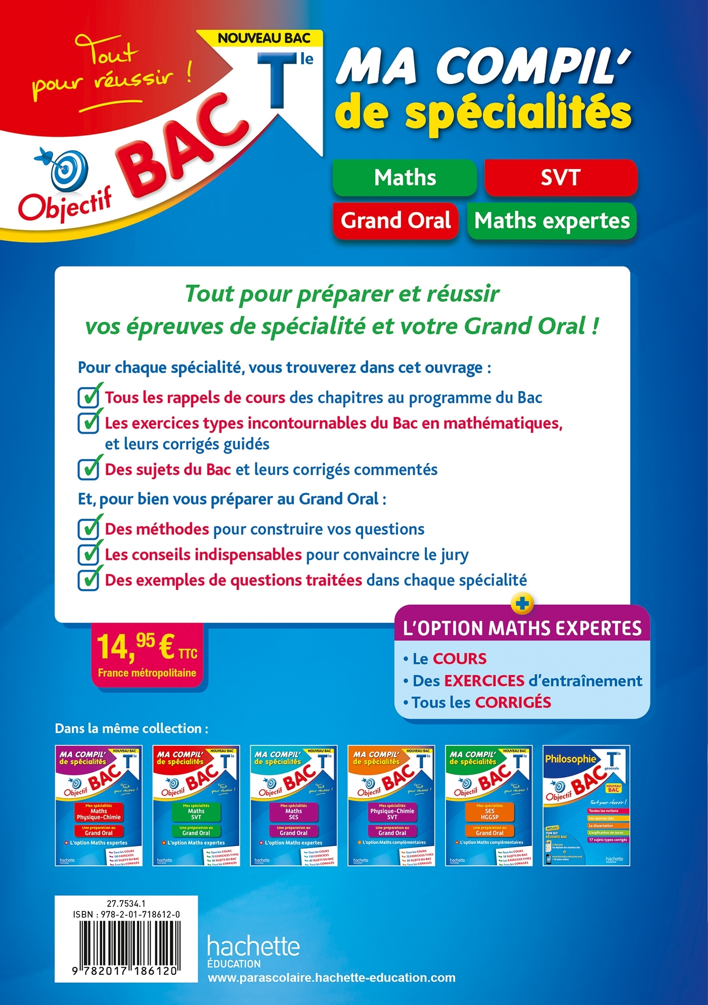 Objectif BAC Tle Ma compil' de spécialités Maths et SVT + Grand Oral + option Maths expertes - Eric Barbazo - HACHETTE EDUC