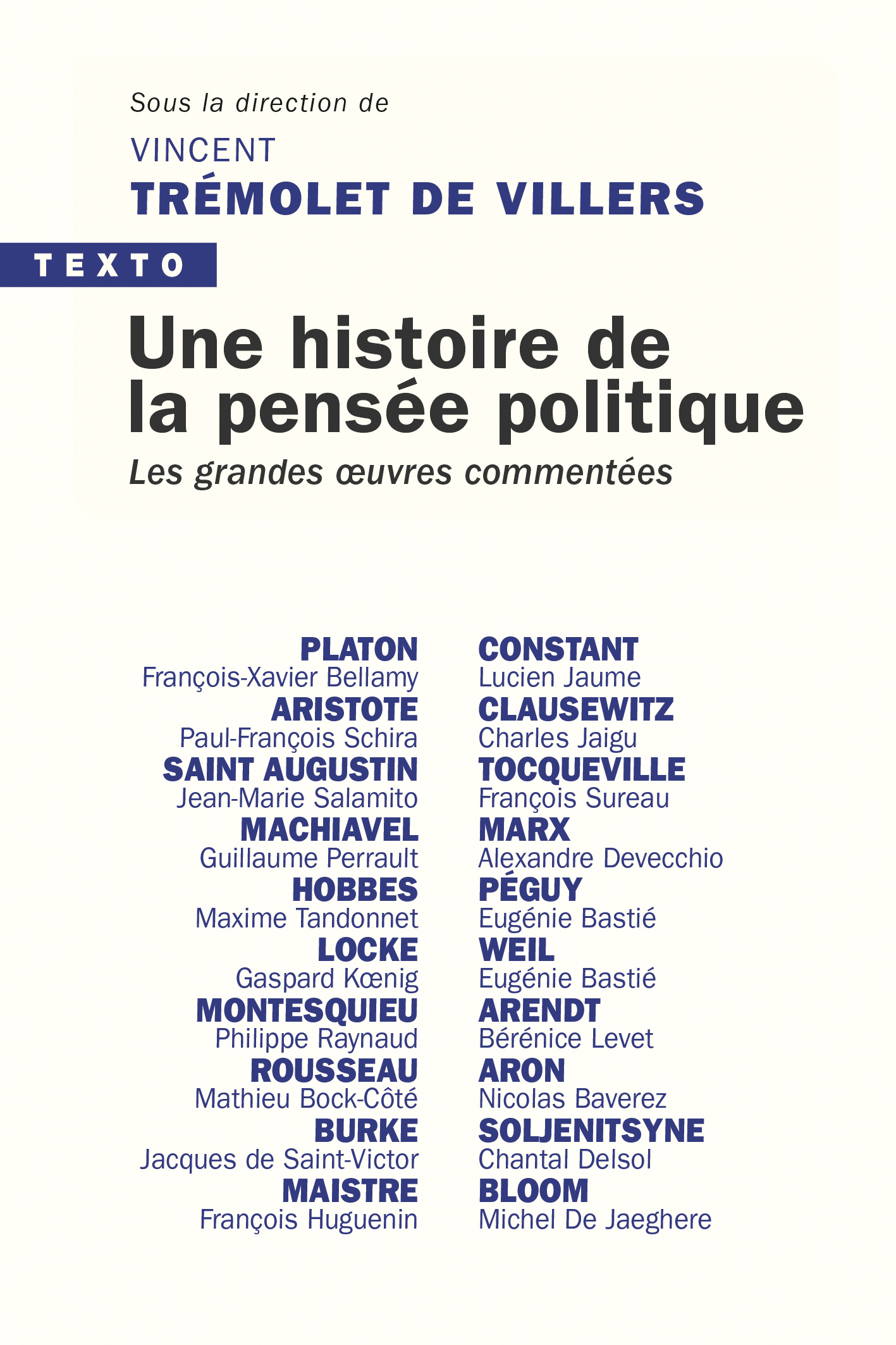 UNE HISTOIRE DE LA PENSEE POLITIQUE - LES GRANDES OEUVRES, DE PLATON A SOLJENITSYNE - Vincent Trémolet de Villers - TALLANDIER