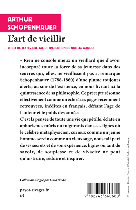 L-ART DE VIEILLIR - Arthur Schopenhauer - RIVAGES