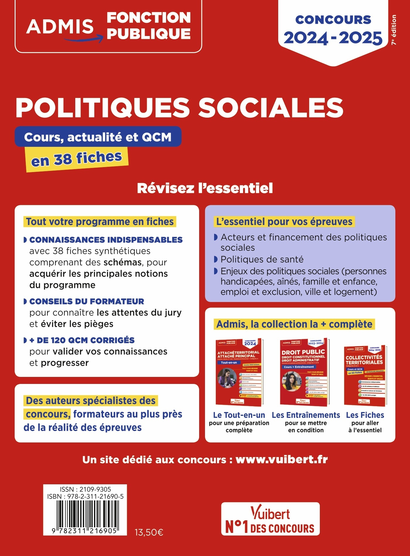 POLITIQUES SOCIALES - COURS, ACTUALITE ET QCM - CONCOURS DE CATEGORIES A ET B - L-ESSENTIEL EN 38 FI - Christelle Jamot-Robert - VUIBERT