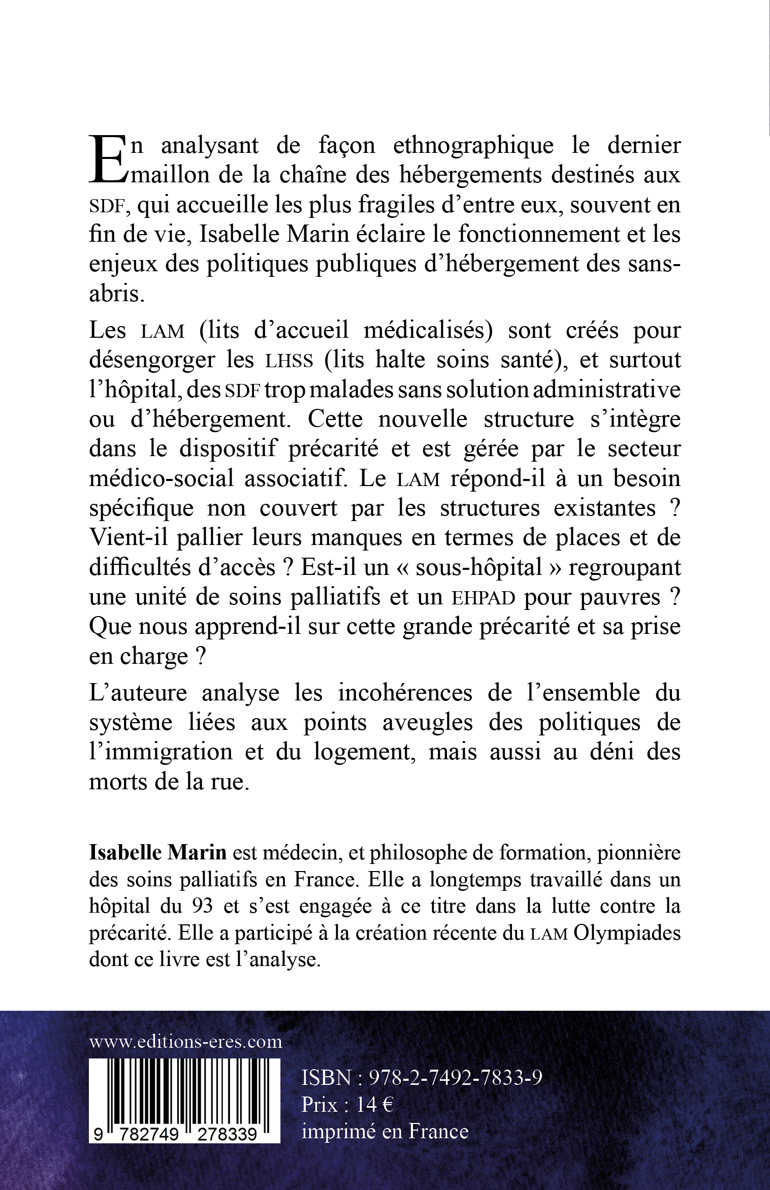 LES SDF SE CACHENT-ILS POUR MOURIR ? - PARADOXES DES POLITIQUES DE LA PRECARITE - Isabelle Marin - ERES