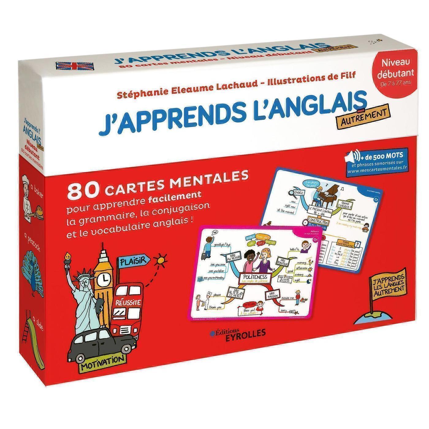 J-APPRENDS L-ANGLAIS AUTREMENT - NIVEAU DEBUTANT - 80 CARTES MENTALES POUR APPRENDRE FACILEMENT LE V - Stéphanie Eleaume Lachaud - EYROLLES