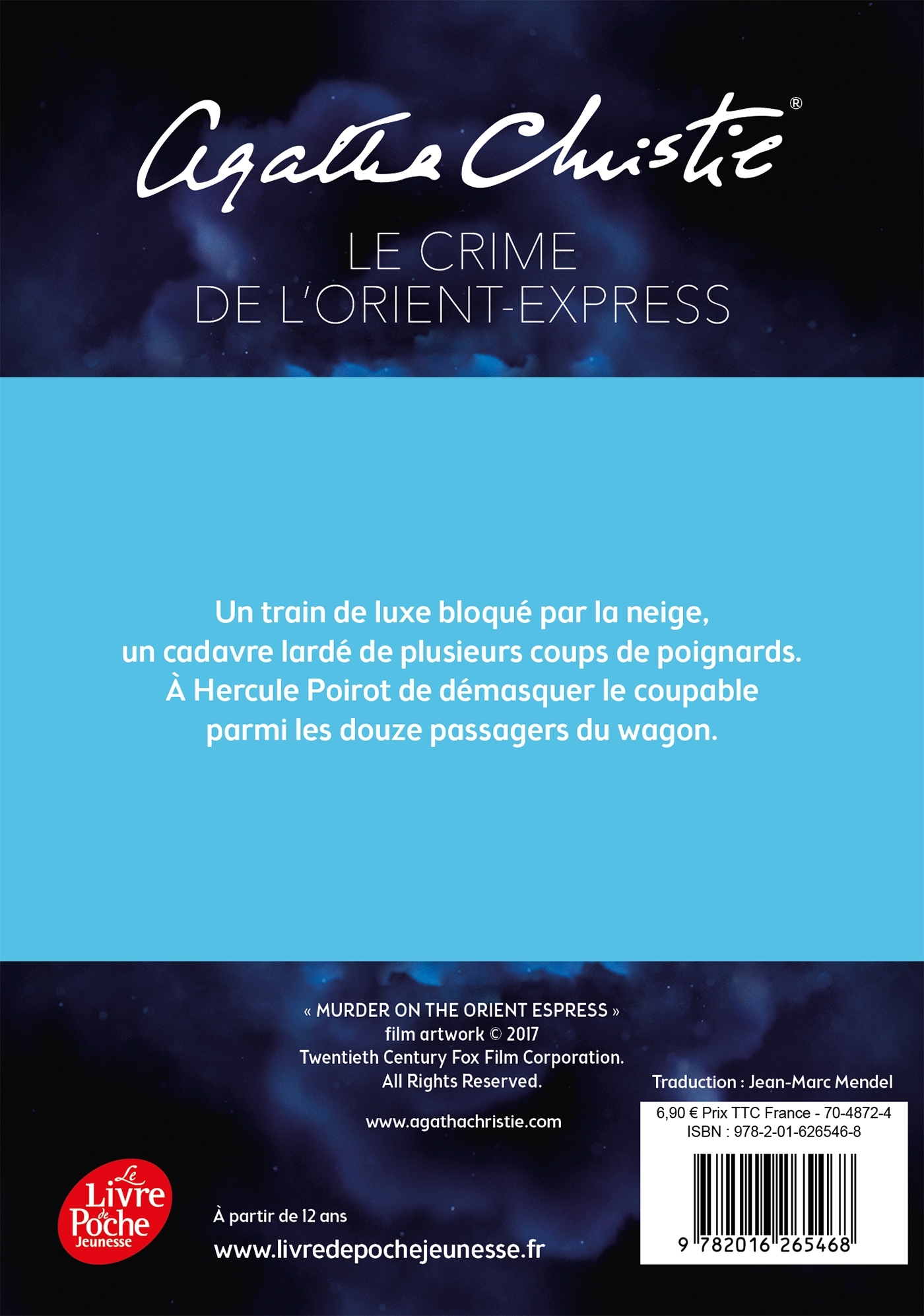 Le crime de l'Orient-Express - Affiche du film en couverture - Agatha Christie - POCHE JEUNESSE