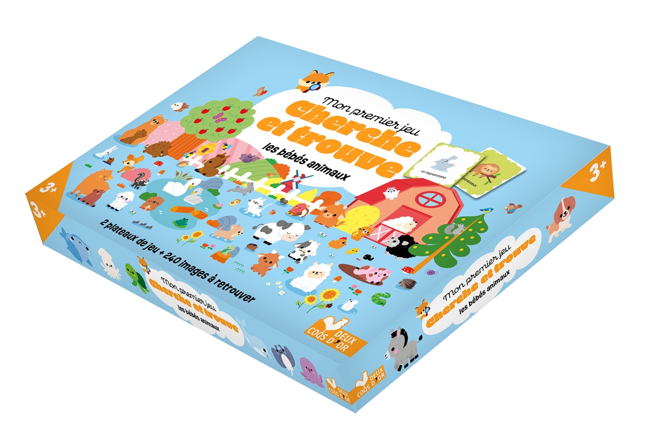 MON JEU CHERCHE ET TROUVE DES BEBES ANIMAUX  - COFFRET AVEC PLATEAU ET CARTES - Clémentine Dérodit - DEUX COQS D OR