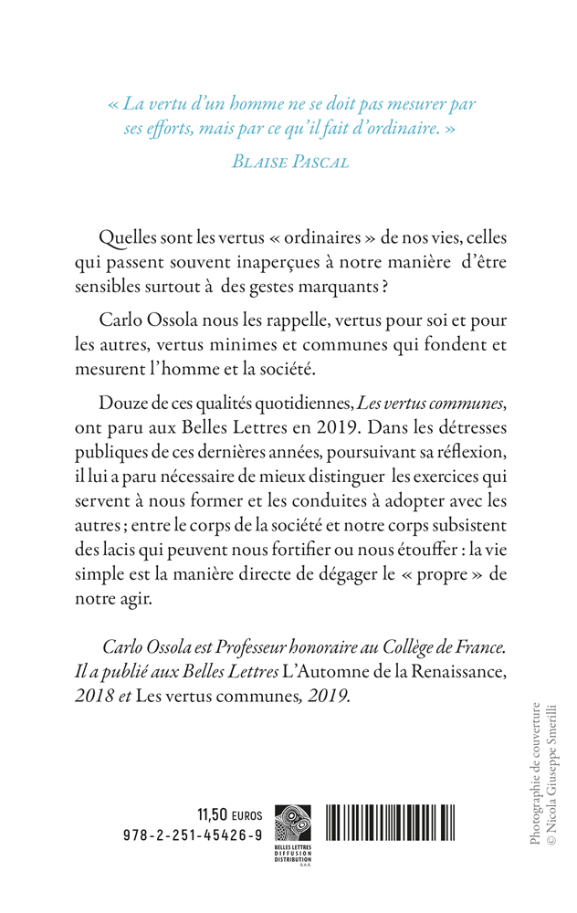 LA VIE SIMPLE - Carlo Ossola - BELLES LETTRES