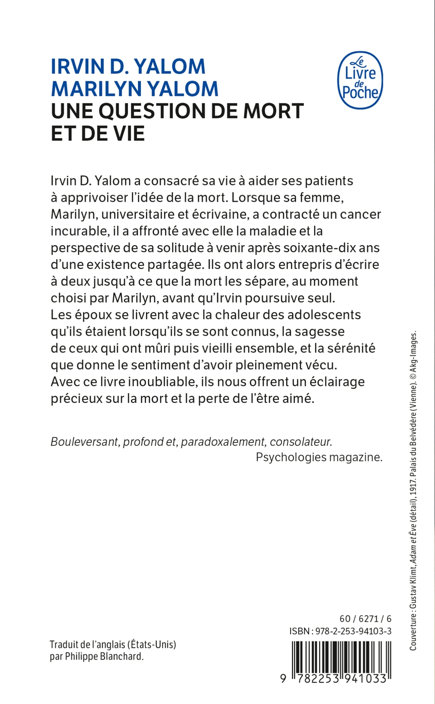 UNE QUESTION DE MORT ET DE VIE - Irvin Yalom - LGF