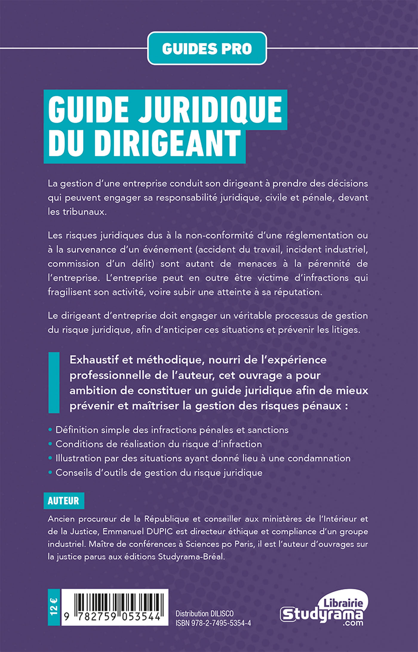 GUIDE JURIDIQUE DU DIRIGEANT - Emmanuel Dupic - STUDYRAMA