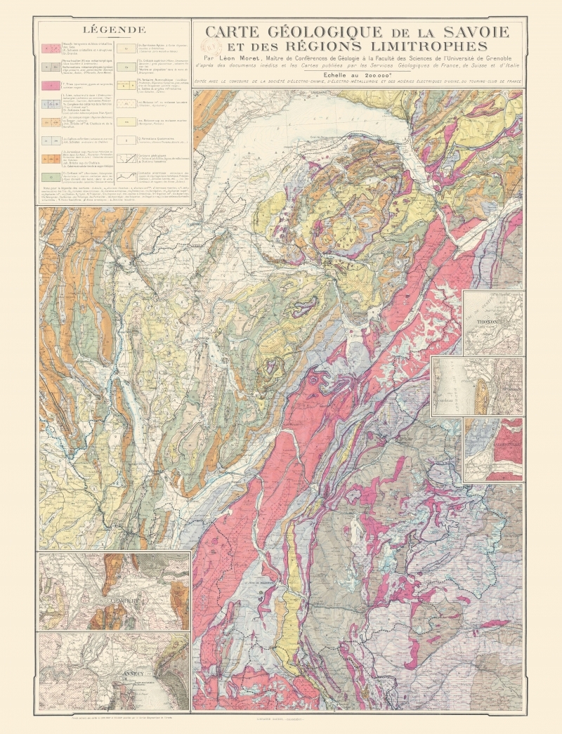 CARTE -  CARTE GEOLOGIQUE DE LA SAVOIE - GEOGRAPHIE NOSTALGI - Léon MORET - RELIEFS