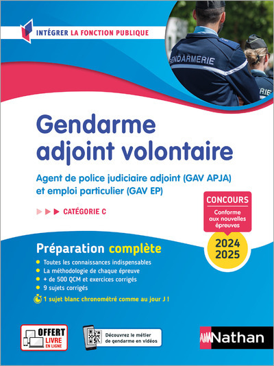 GENDARME ADJOINT VOLONTAIRE - TOUT EN UN - INTEGRER LA FONCTION PUBLIQUE - 2024/2025 - Loïc Valentin - NATHAN