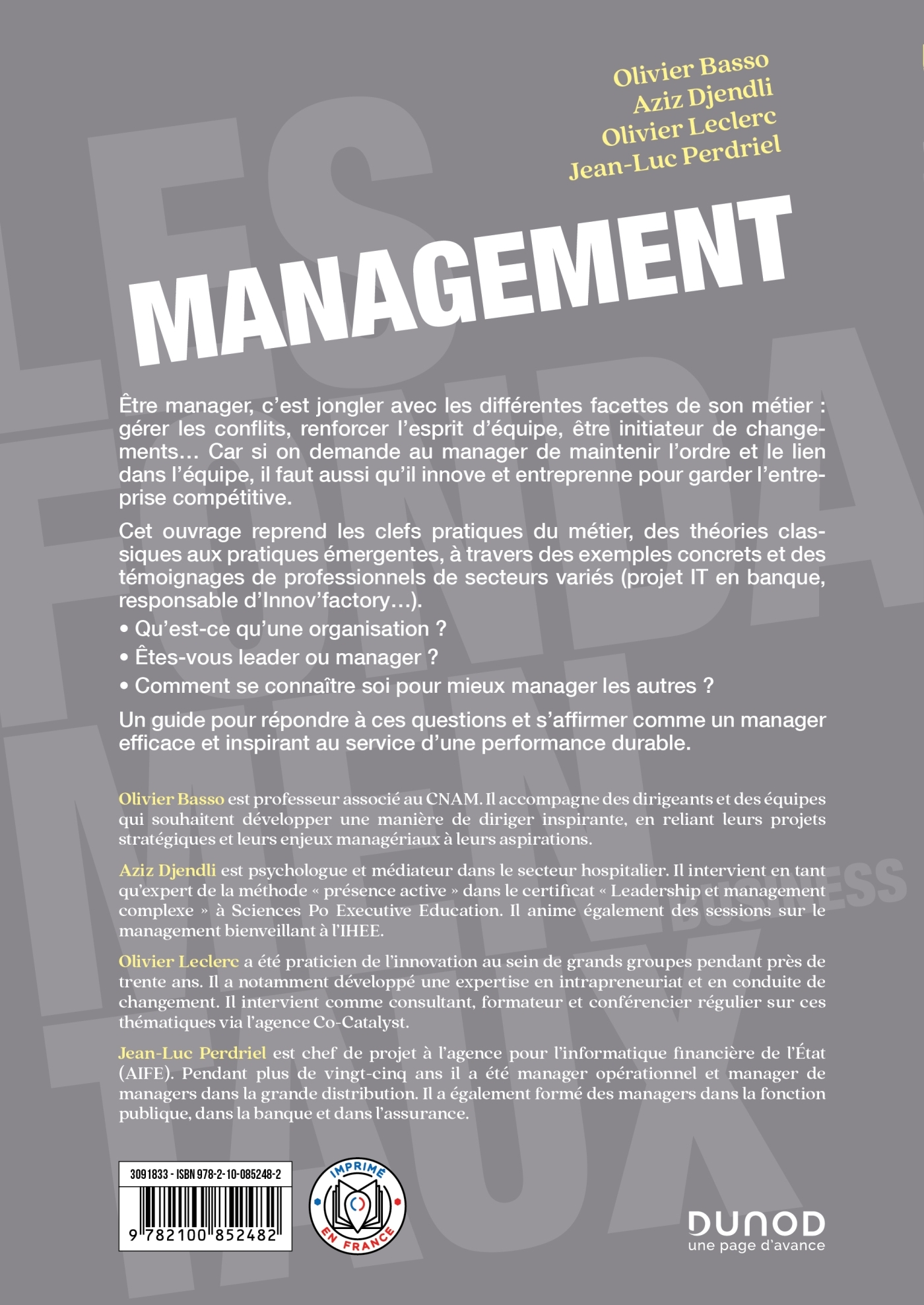 MANAGEMENT - FONDEMENTS ET NOUVELLES PRATIQUES - Olivier Basso - DUNOD