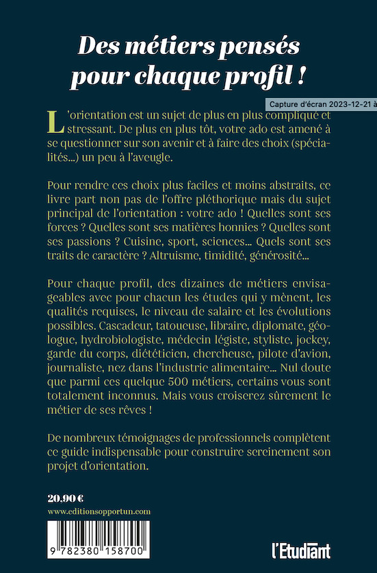 MON ADO NE SAIT PAS QUOI FAIRE - 500 IDEES DE METIERS -  Collectif - L ETUDIANT