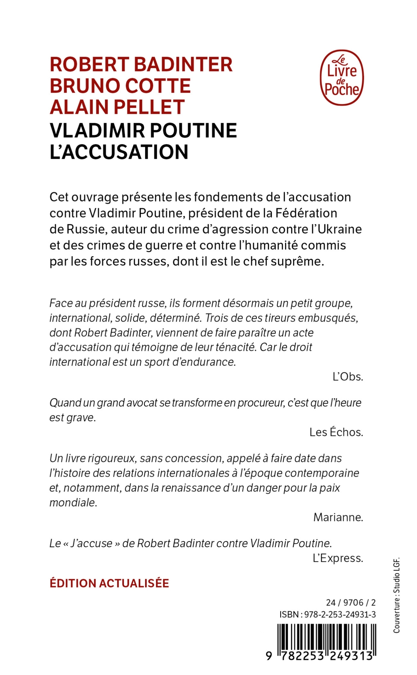 VLADIMIR POUTINE, L-ACCUSATION - Robert Badinter - LGF